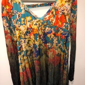 Long sleeve floral fade dress